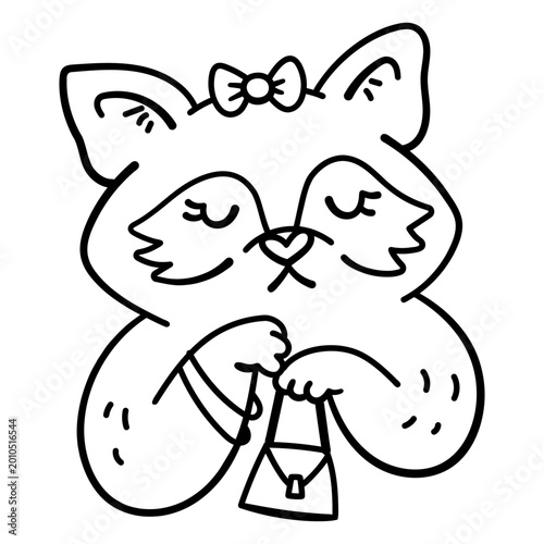 Fotografie Playful raccoon illustration with handbag