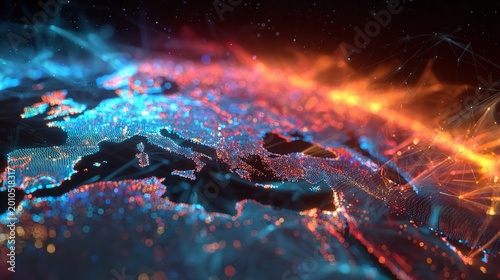 Abstract burning fire and hot orange flames explode from a dark rock with a black spider on the ground