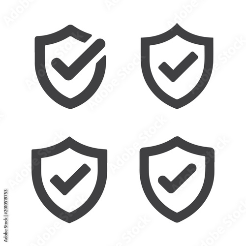 Free Download Shield icons with checkmarks symbolize security, verification, and digital protection for various user interface designs and business applications. - GFXLoad