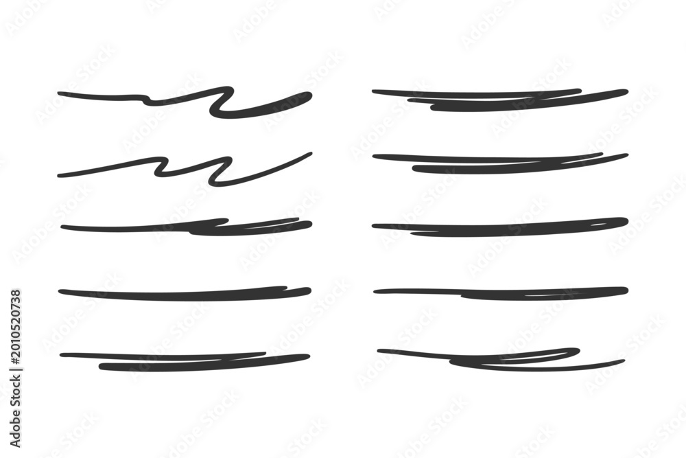 Obraz premium Collection of handwritten underlines and scribbles, perfect for design emphasis or highlighting text