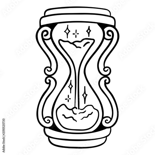 Картината върху платно Elegant hourglass illustration with swirling design