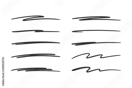 Collection of hand-drawn underlines and scribbles for text emphasis and highlighting. Perfect for design and editorial use
