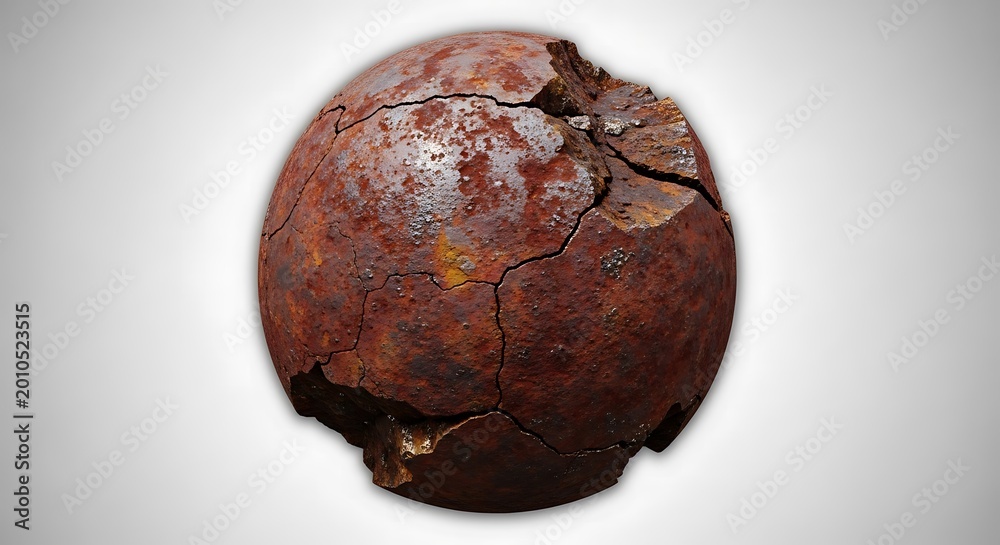 Naklejka premium Rusty metal sphere with cracks