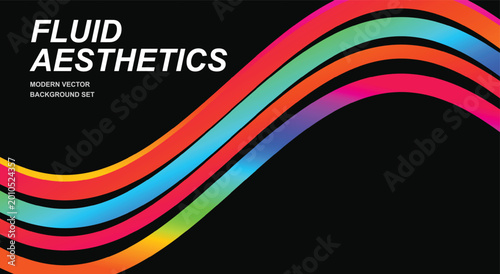 Cuadro en lienzo Fluid aesthetics colorful wavy lines design