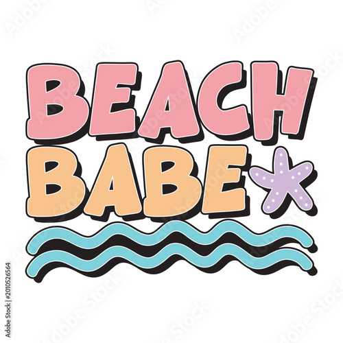 Retro Beach Babe T-Shirt - Groovy 70s Style Summer Graphic