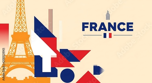 France travel advertisement eiffel tower french flag and typography