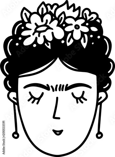 frida khalo outline portrait