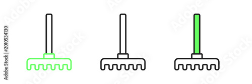 Fotografija Set line Garden rake icon isolated on white background