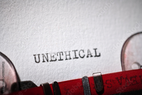 Billede på lærred unethical word text written with a typewriter