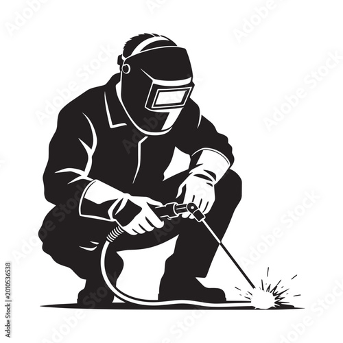 silhouette of argon welder man	
