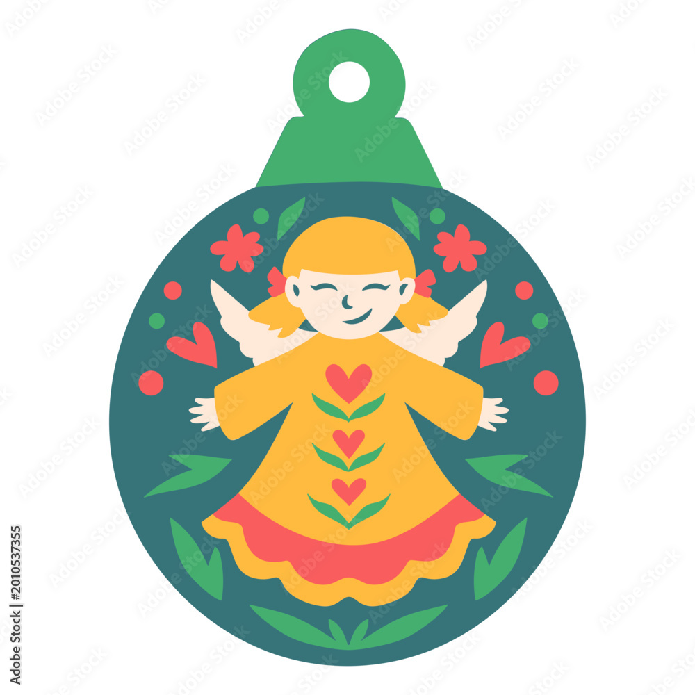 Naklejka premium Christmas ornament with an angel on it