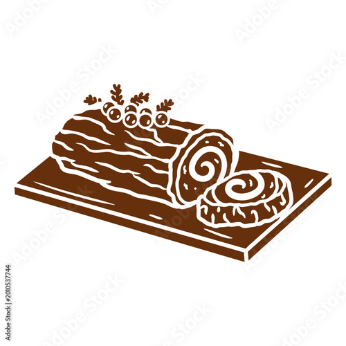Foto Rustic yule log dessert illustration