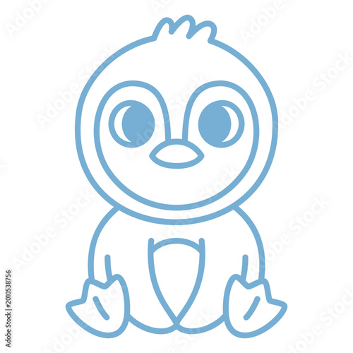 Blue baby penguin icon
