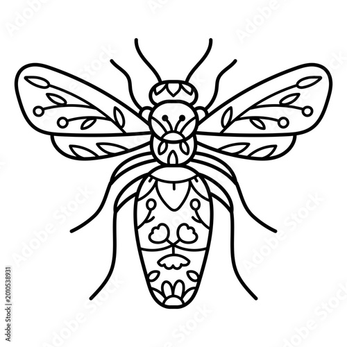 Vászonkép Intricate line art bee illustration