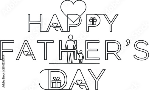 Happy father's day vector illustration with gift and family