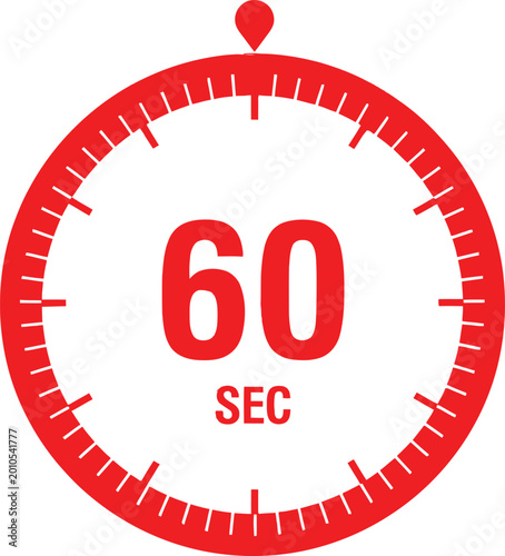 Bild auf Leinwand Red sixty seconds timer icon for countdown and time management Vector