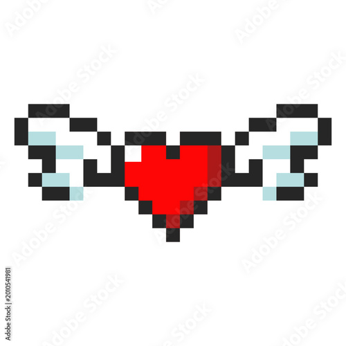 Fotografia Pixel art heart with wings design