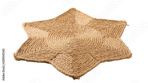 Tableau sur toile Rustic woven jute star shape mat with frayed edges