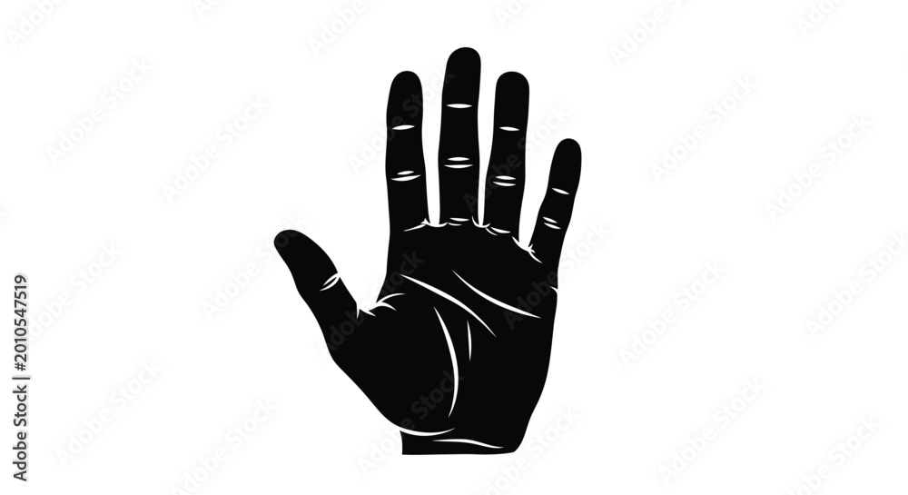 Obraz premium Human hand silhouette with detailed lines black and white silhouette