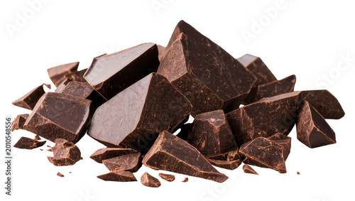 Cuadro en lienzo Dark chocolate chunks pile irregular shapes, rich brown color