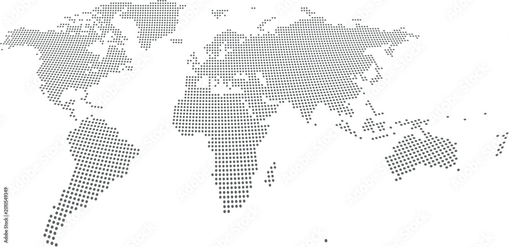 Fototapeta premium World Map with Dotted Regions and Continents Clean Vector Illustration