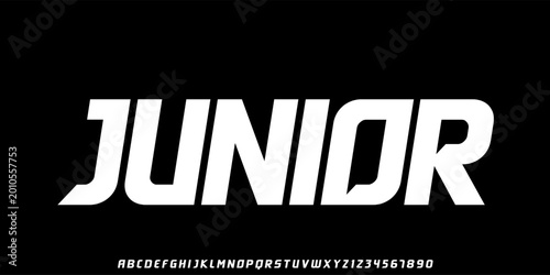 Fotografie Junior Font, A Regular Futuristic bold sans serif font,italic, designed for technology ,fashion brands, logos, and modern headlines
