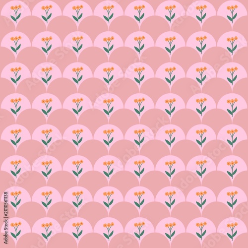 seamless pattern with pink flowers