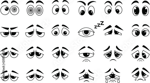 Set of expressive cartoon eyes and faces Vector