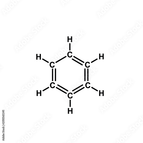 Foto Benzene chemical structure silhoute vector