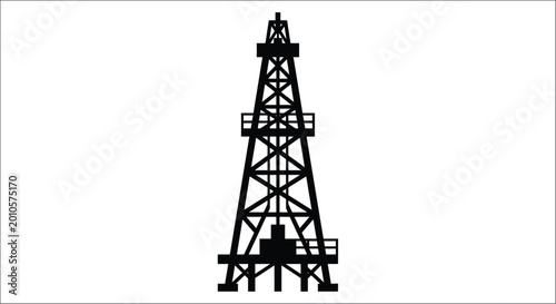 Cuadro en lienzo Oil derrick silhouette against white background high quality