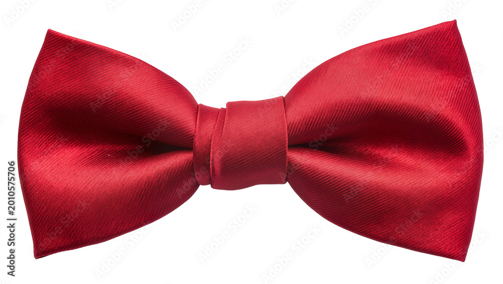 Obraz na płótnie Satin red bow tie formal accessory for men, isolated on transparent background