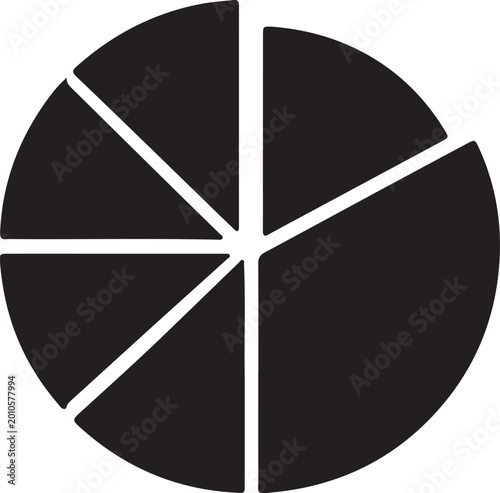 Minimalist pie chart divided into five equal sections isolated design