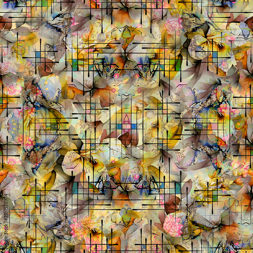 Foto Abstract all-over textile designr illustration digital printing factory