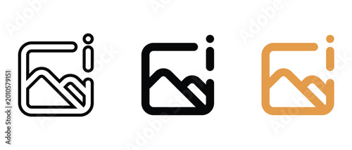 Tableau sur toile Photo gallery information icon set depicting image metadata and picture details for digital photography management tools