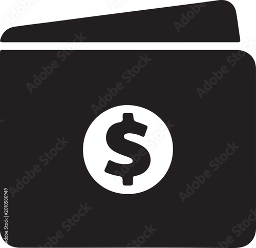 Minimalist wallet icon with dollar sign symbol for finance and payment themes