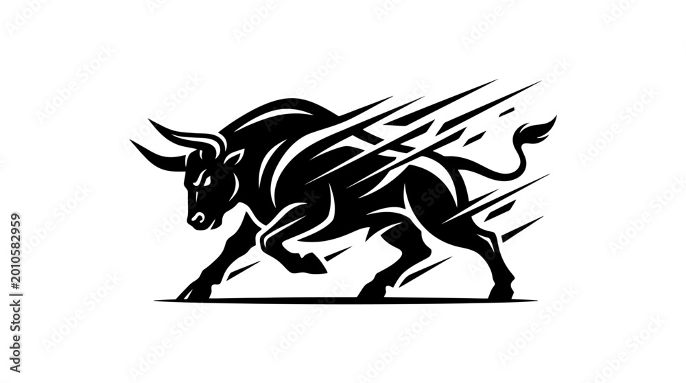 Fototapeta premium A dynamic illustration of a charging bull.
