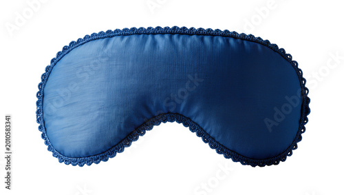 Konstfotografi Dark blue satin sleep mask with decorative scalloped trim, isolated on transpare
