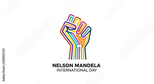 Tableau sur toile Nelson Mandela International Day Logo Fist.