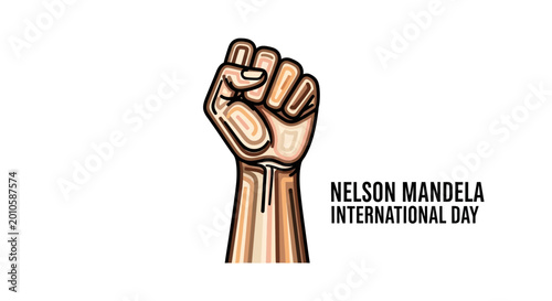 Foto Raised Fist Nelson Mandela Day Symbol.