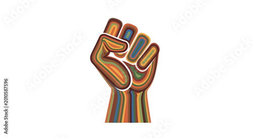 Tableau sur toile Raised Fist with Rainbow Colors.