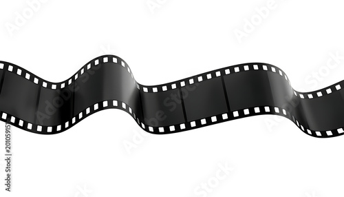 35mm film  curved strip isolated on white transparent background