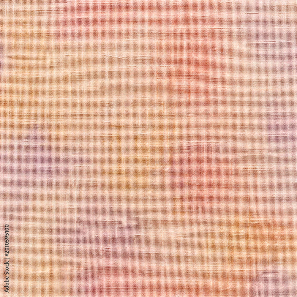 Fototapeta premium Soft pastel orange pink and peach woven texture with subtle linen fibers gentle crosshatch marks warm faded fabric surface and airy abstract background for calm creative design use