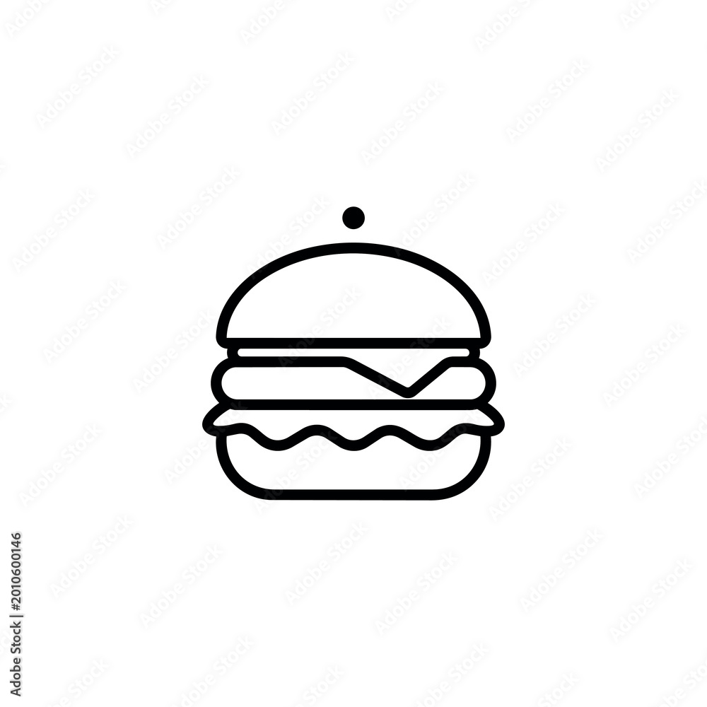 Fototapeta premium Minimal Burger and Flame Logo Vector, Grill Emblem