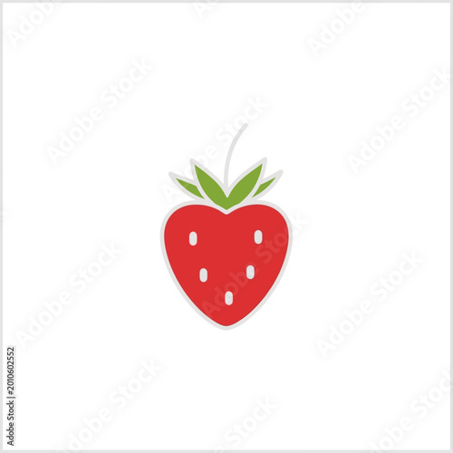 Minimalist Heart Shaped Strawberry Vector Icon.