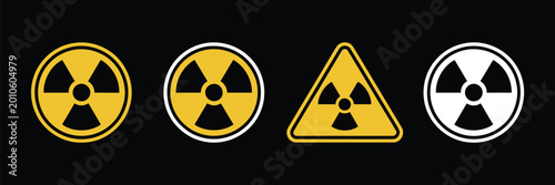 Quadro su tela Radiation hazard signs vector, illustration, round and triangular radioactive symbols for warning alert and nuclear safety danger areas concept