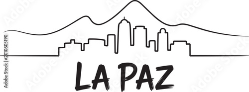 Foto La paz skyline with mountains in outline with city landmark on white background
