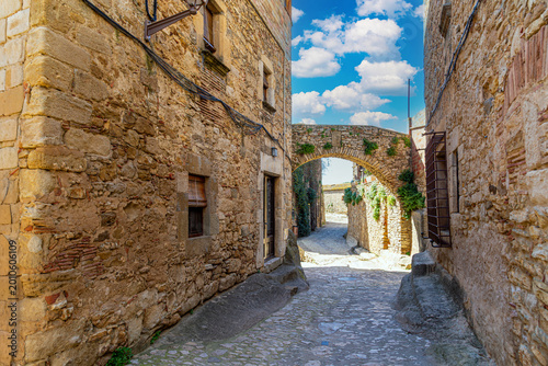 Medieval stone Peratallada town. Catalonia. Spain