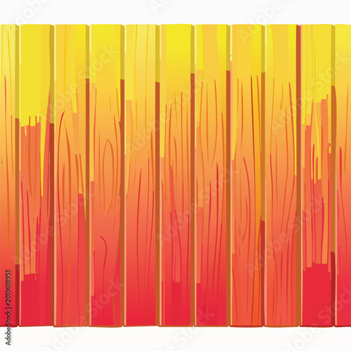 Abstract wooden panels with vibrant yellow and red color gradients vertical pattern