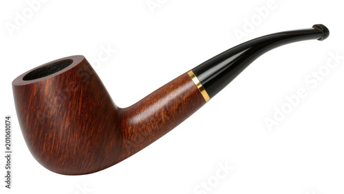 Tableau sur toile Dark brown briar pipe with gold band and black stem