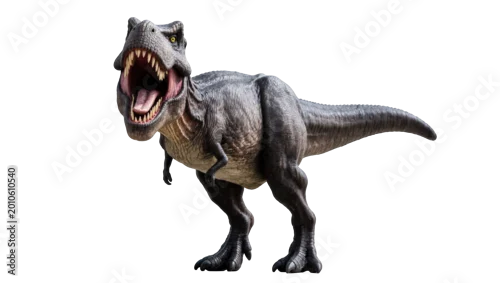 Fototapeta na wymiar Gray Tyrannosaurus Rex Roaring with Open Mouth and Sharp Teeth